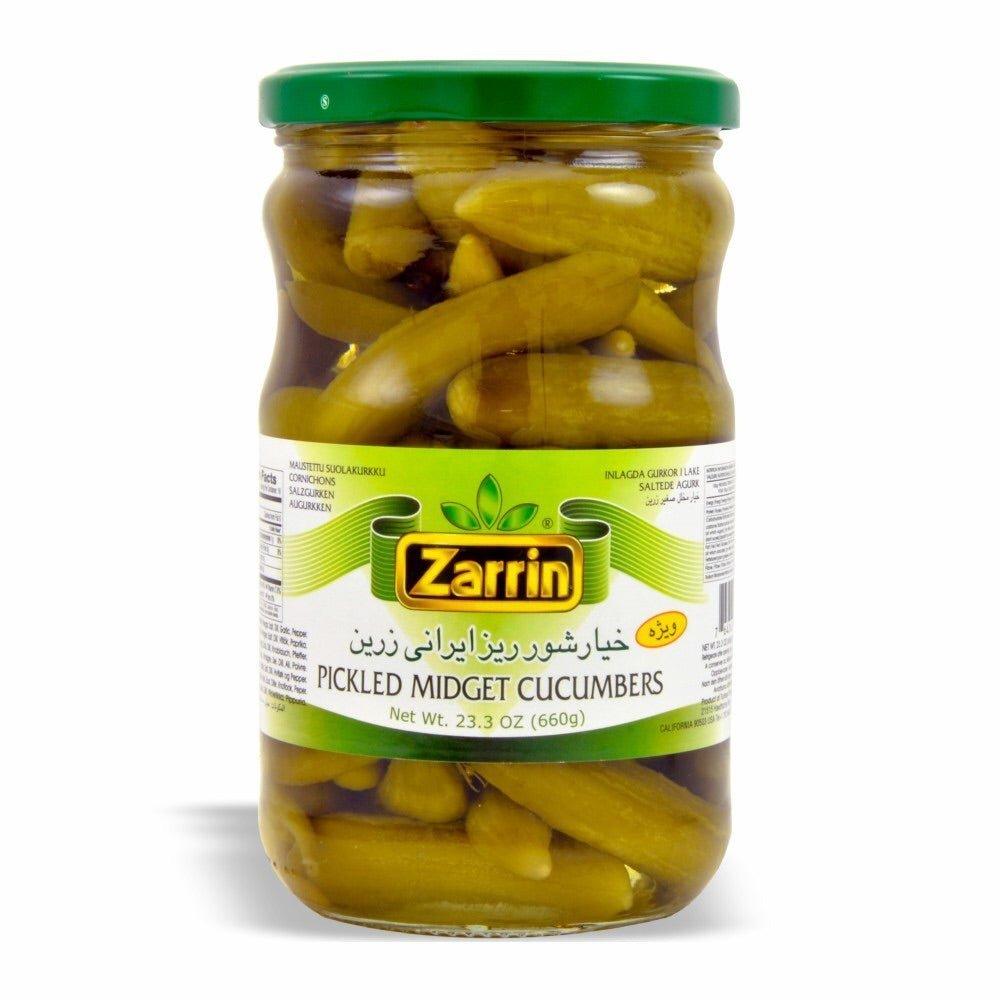 Zarrin Pickled Midget Cucumbers Cornichons 23.3 Oz - Shiraz Kitchen